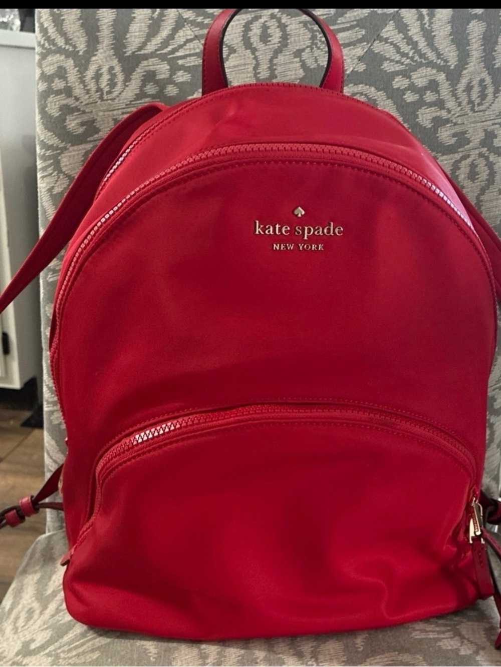 Kate Spade Chelsea Red Nylon Backpack Medium Large Purse